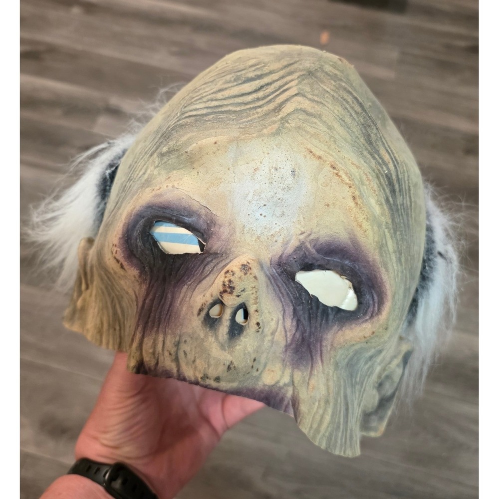 Zombie 1/2 Mask Green Grey Latex Undead Horror Halloween Ghoul split back